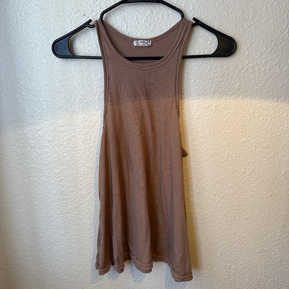 Free People Ribbed Tank Top - Mauve Brown